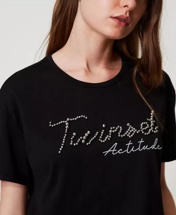 Camiseta con logotipo lúrex