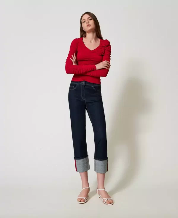 Vaqueros cropped con vuelta