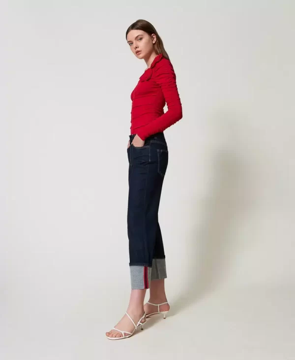 Vaqueros cropped con vuelta - Imagen 3