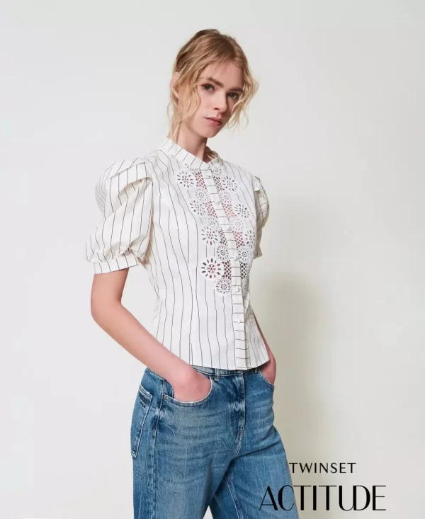 Camisa de popelina con macramé - Imagen 4