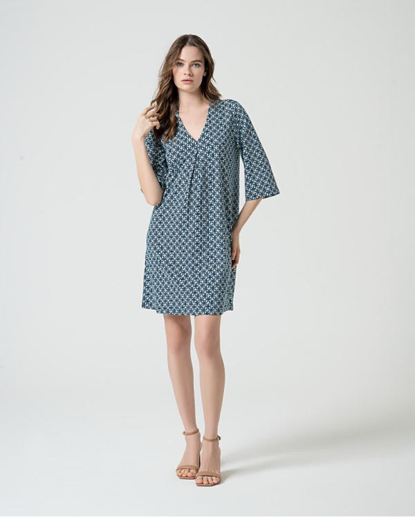 Vestido corto manga 3/4