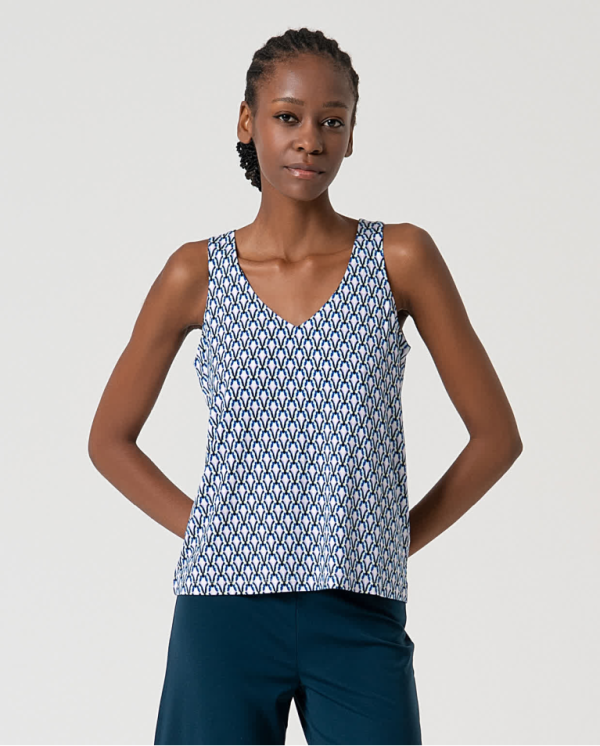 Top de tirantes estampado escote pico