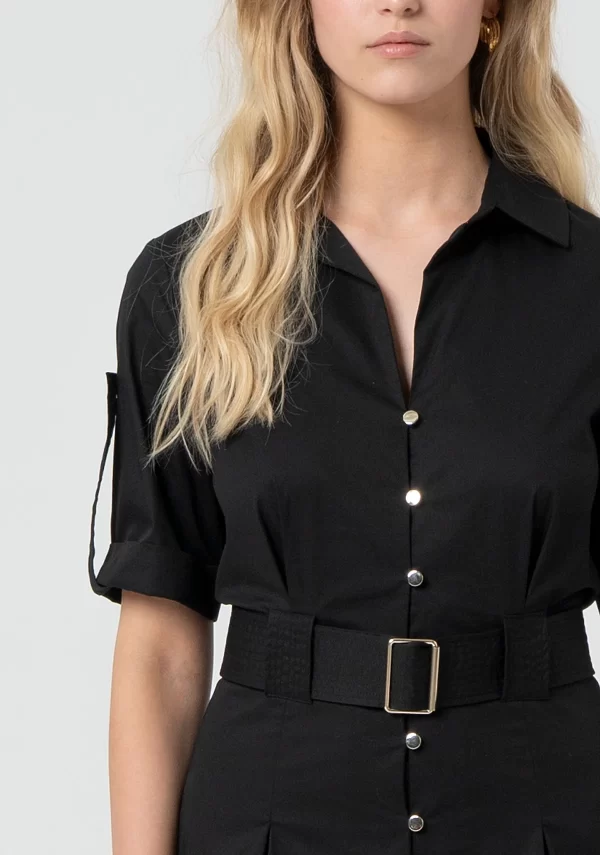 Vestido camisero con cinturón - Imagen 3