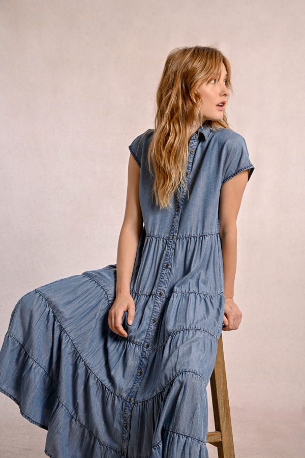 Vestido denim con volantes - Imagen 3