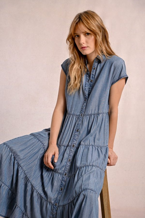 Vestido denim con volantes