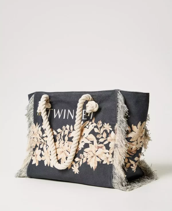 Bolso de lona estampado floral - Imagen 4