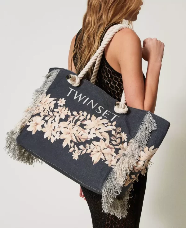 Bolso de lona estampado floral