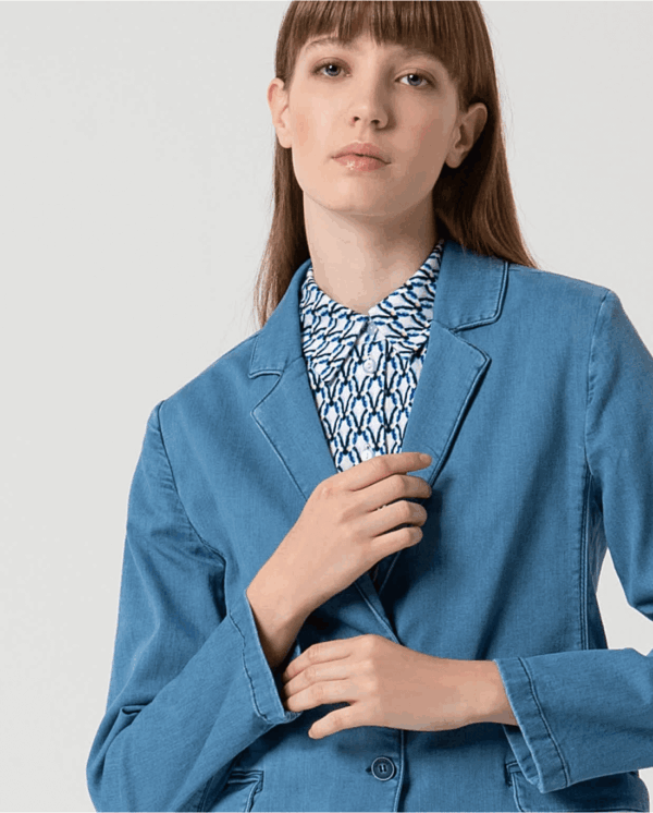 Blazer cruzada denim Azul celeste - Imagen 2