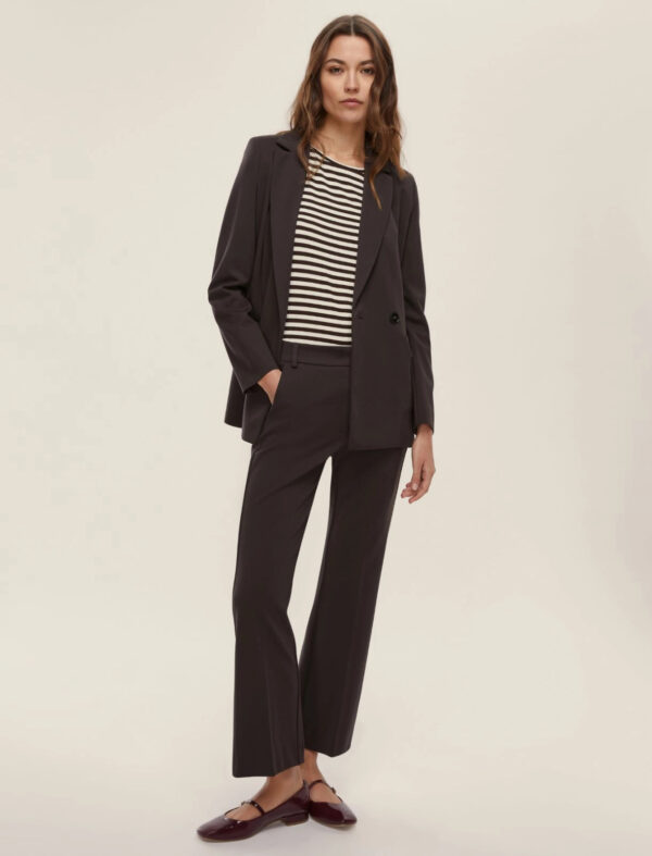 Chaqueta de botonadura doble de punto elastico - marrón oscuro
