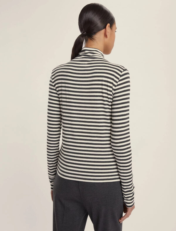 jersey de punto elástico de cuello alto rayas gruesas - Imagen 2